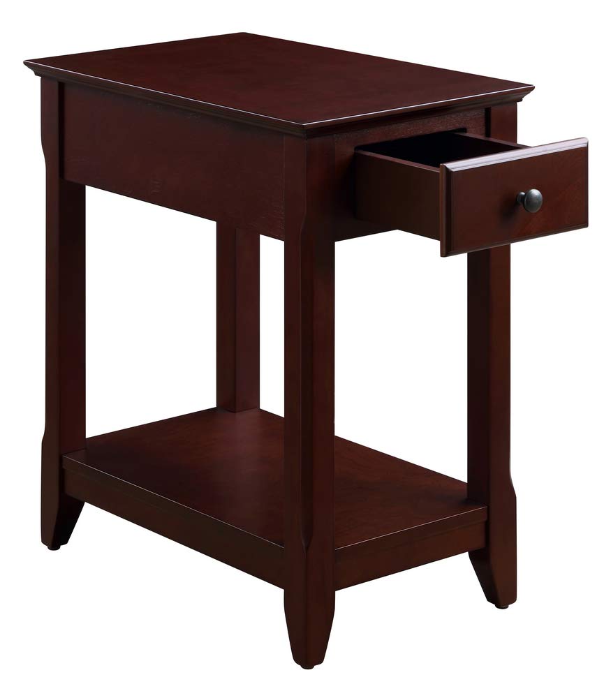 Yardlio Accent Table, Espresso Finish - Classic Wooden Table with Storage Drawer and Bottom Shelf for Living Room Dcor