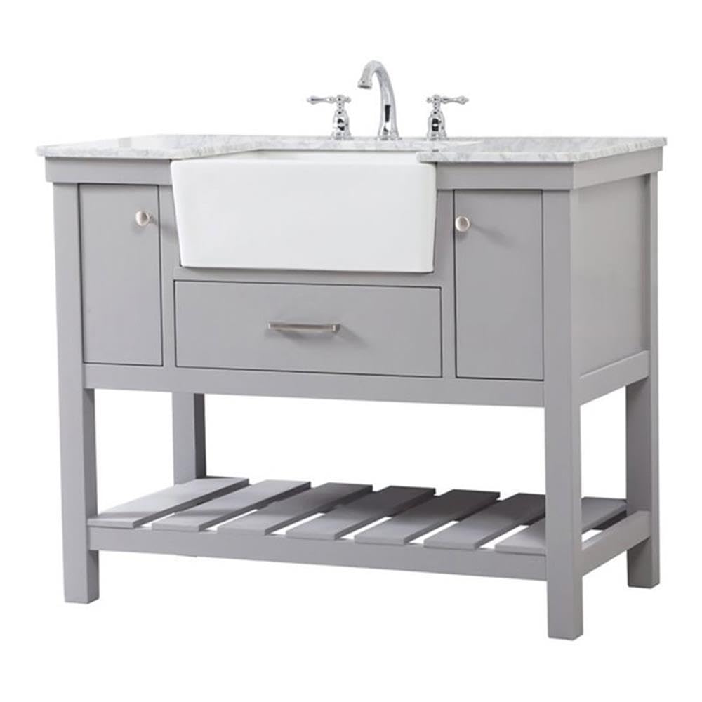 Elegant Decor Clement 42 Aluminum Mdf Single Bathroom Vanity In Gray Finish