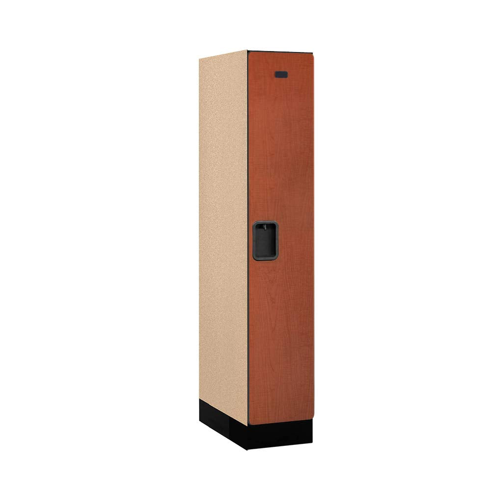 12 Wide Single Tier Designer Wood Locker - 1 Wide - 5 Feet High - 21 Inches Deep - Cherry