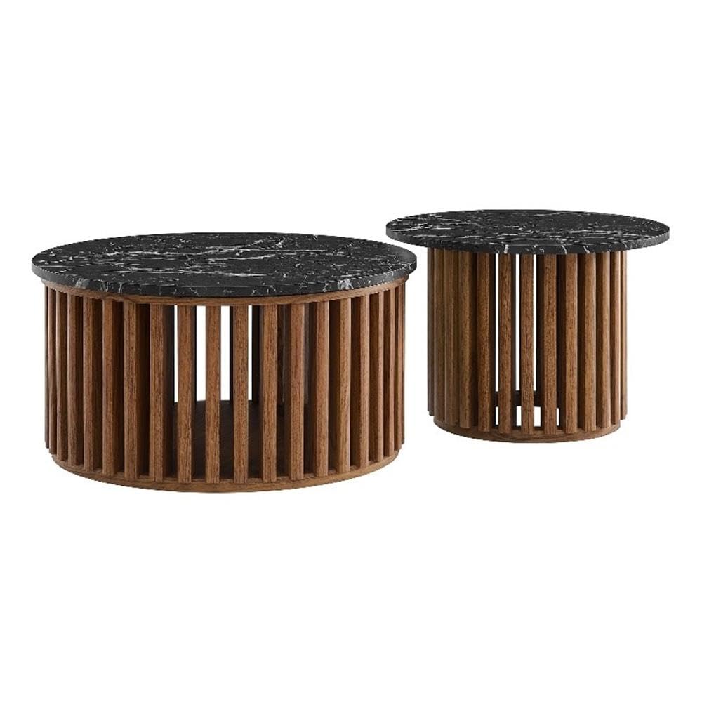 Fortitude Round Faux Marble Top Nesting Coffee Table Set by Modway