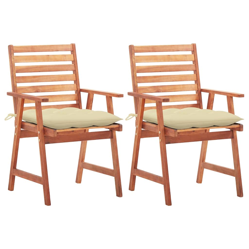 vidaXL Patio Dining Chairs 2 pcs with Cushions Solid Acacia Wood, 3064337