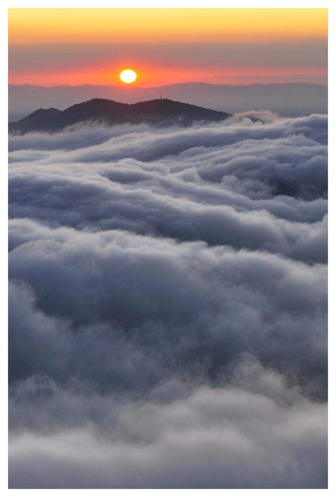 Sunrise over mountain and clouds, Spain-Paper Art-42x62”