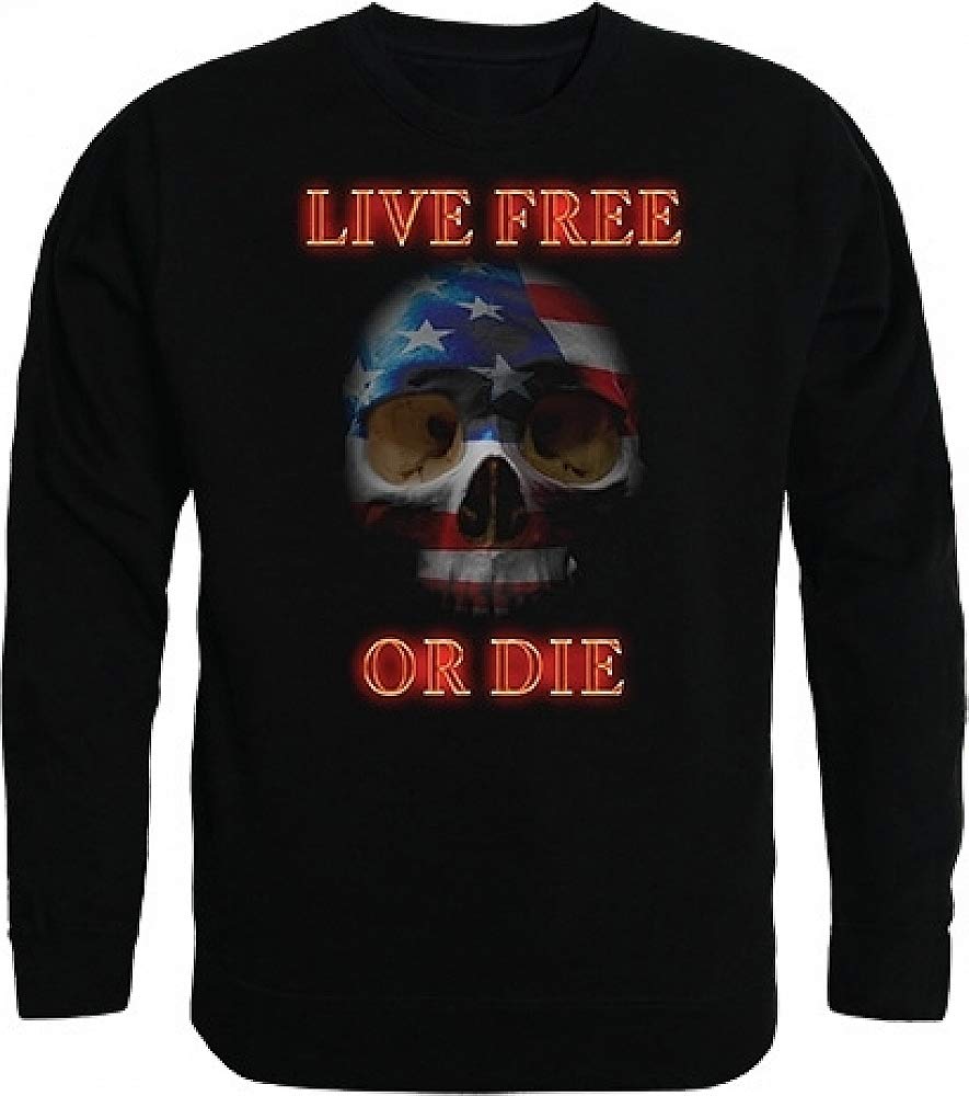 GraphicCrewneck,Live Free Skull, Black, 2X