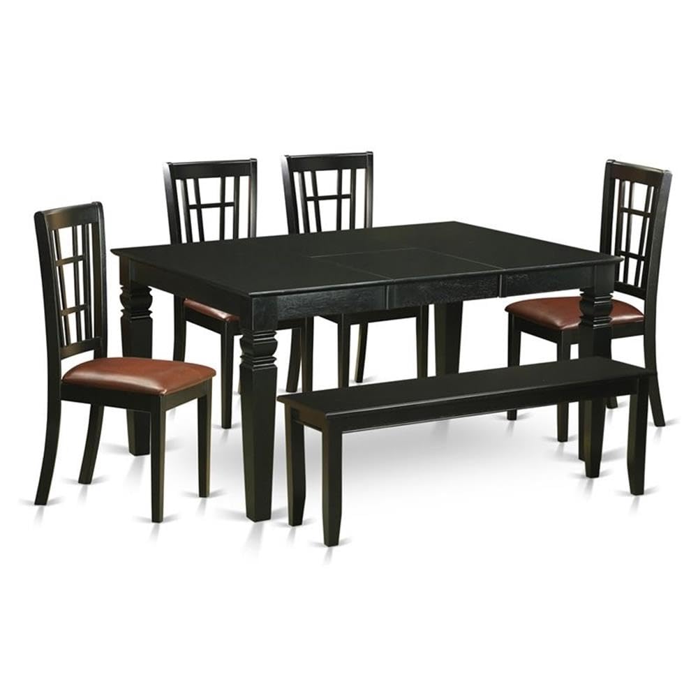 6-Pc  Kitchen  table  set  -  Kitchen  dinette  Table  and  4  Dining  Chairs  coupled  with  Bench