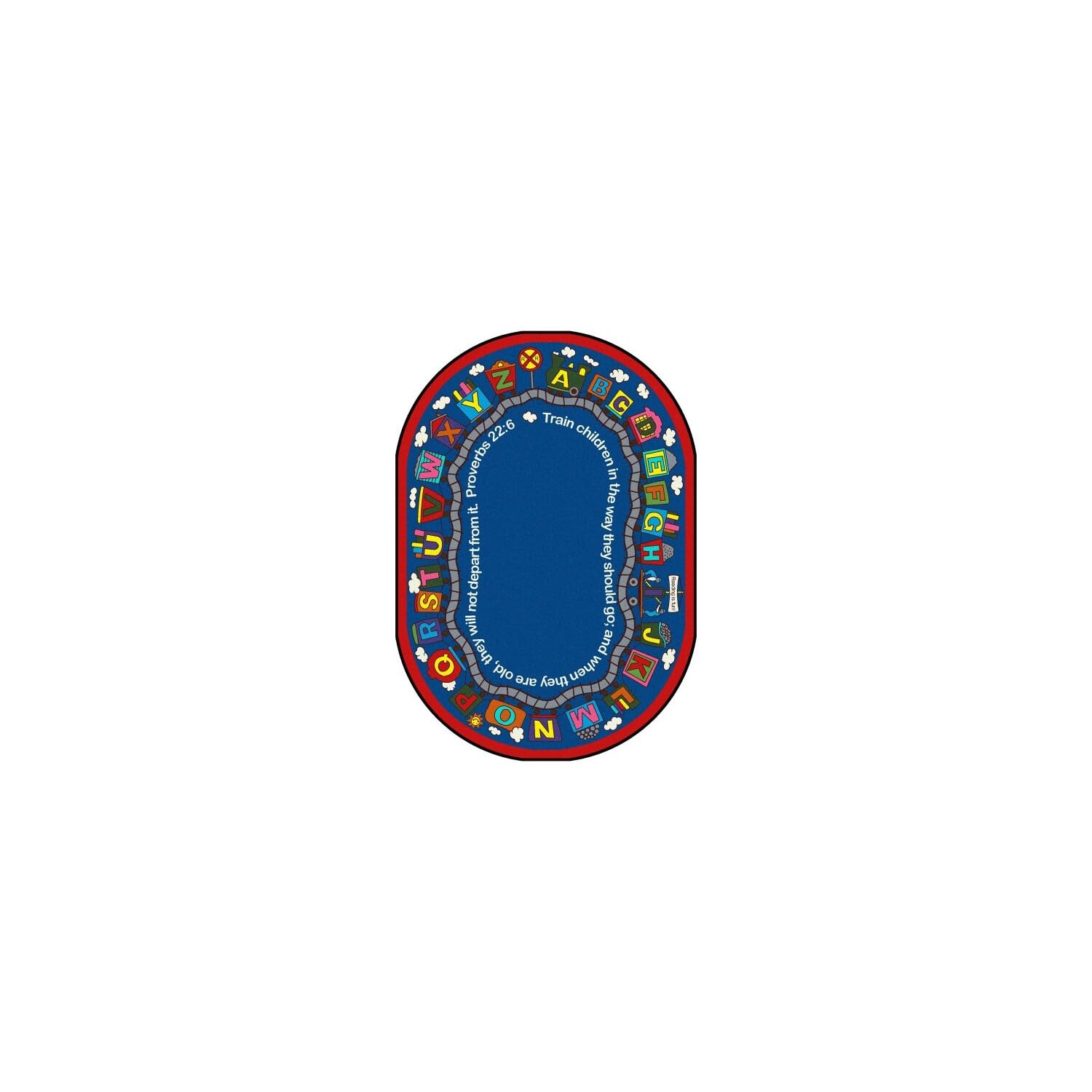 Bible Train 109 x 132??Oval area rug in color Multi