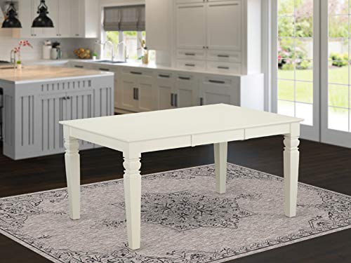 East West Furniture Butterfly Leaf Weston Dining Table-Linen White Table Top Surface And Linen White Finish Fabulous 4 Legs Hard
