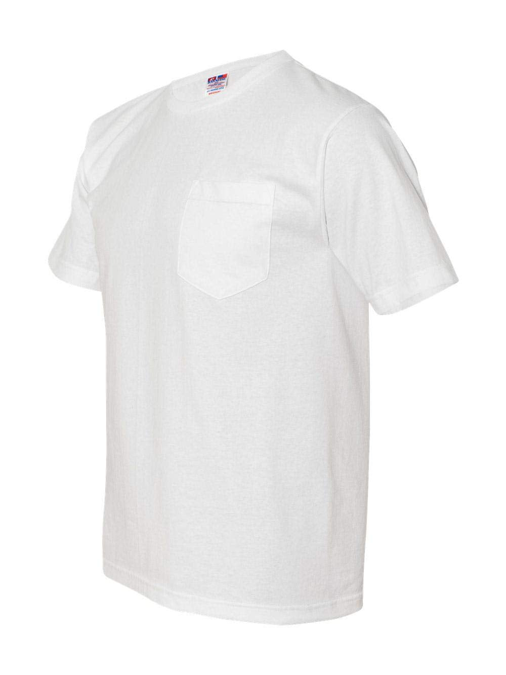 Bayside USA-Made Short Sleeve T-Shirt With a Pocket - White, S