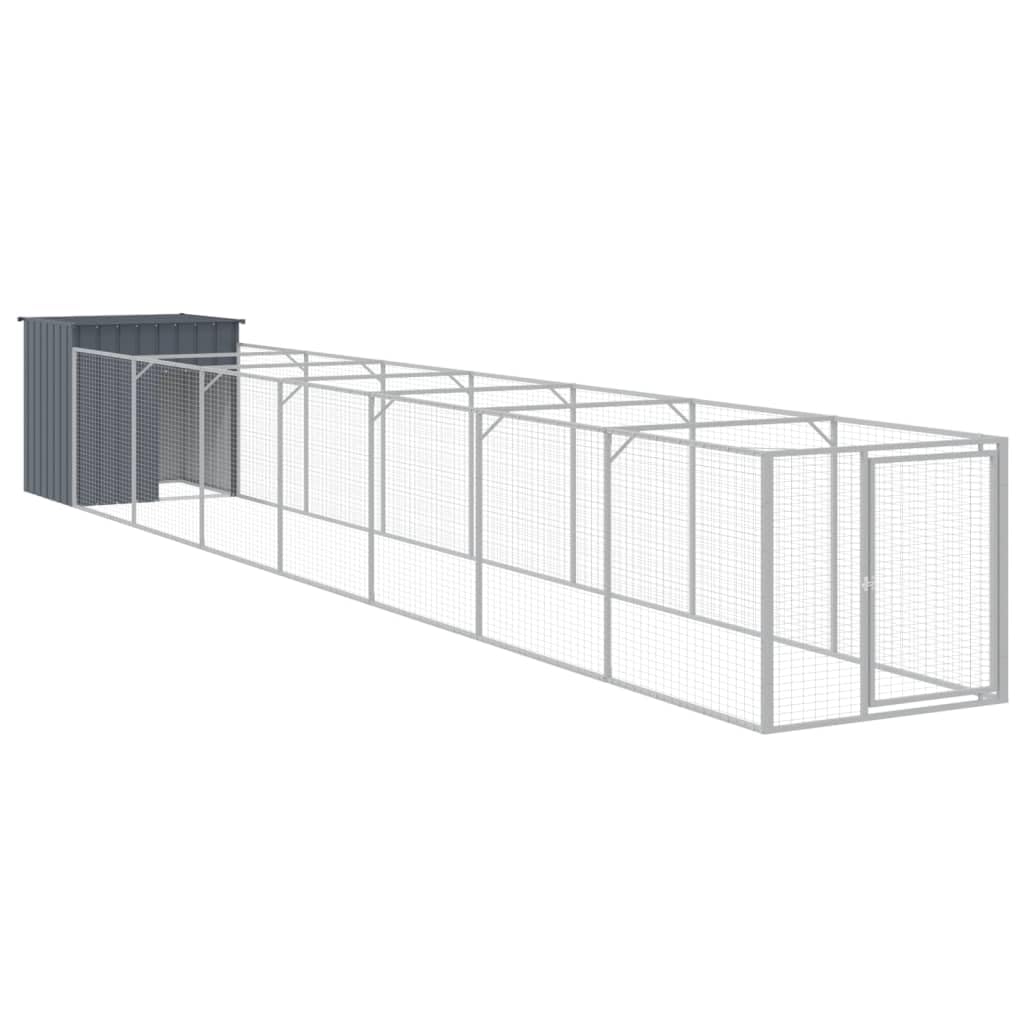 vidaXL Dog House with Run Anthracite 43.3x320.1"x43.3" Galvanized Steel"