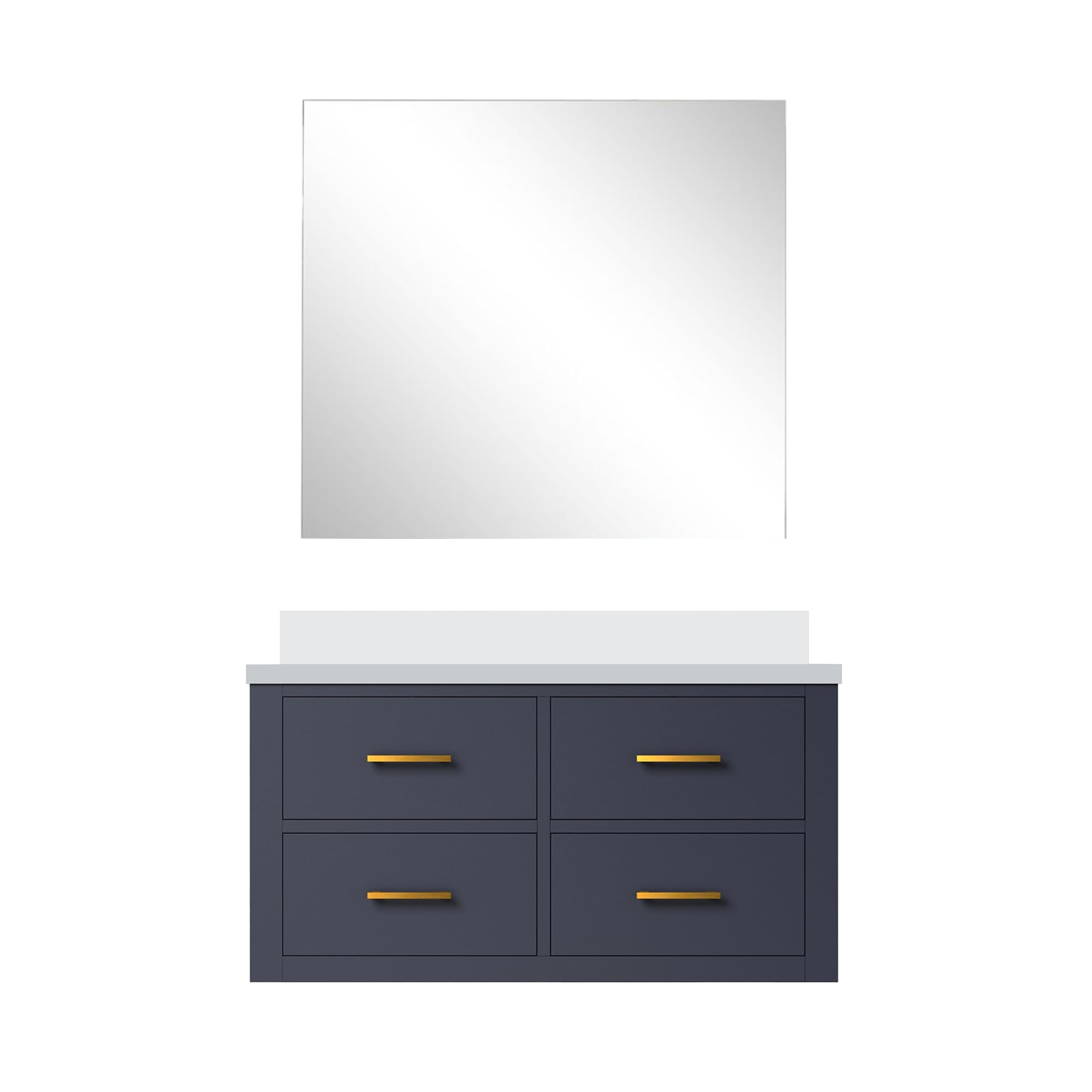 Castor 36 in W x 22 in D Blue Single Bath Vanity Cultured Marble Countertop and 34 in Mirror