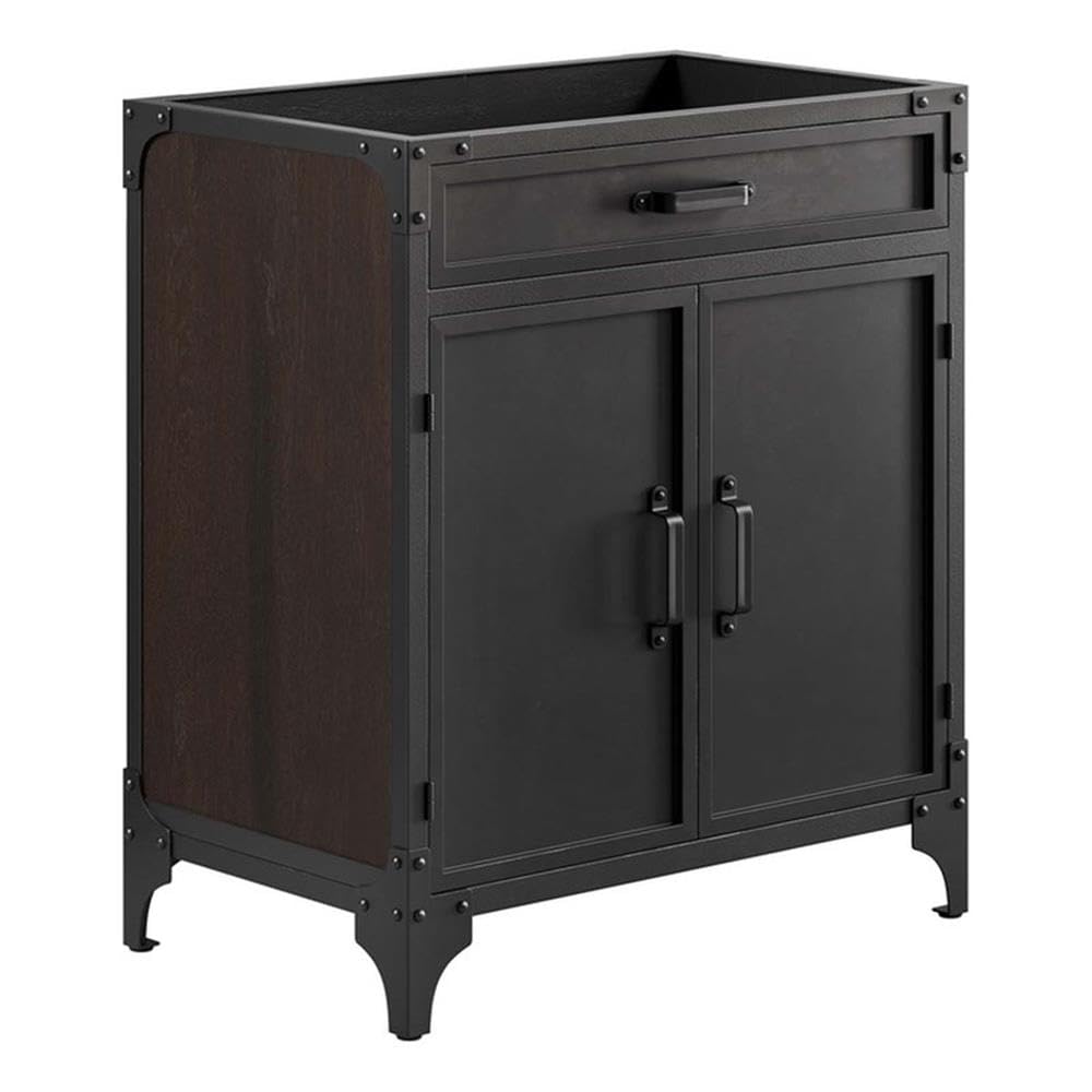 Modway Eei-6128-Blk-Wal Steamforge 30' Bathroom Vanity Cabinet (Sink Basin Not Included), Black Walnut