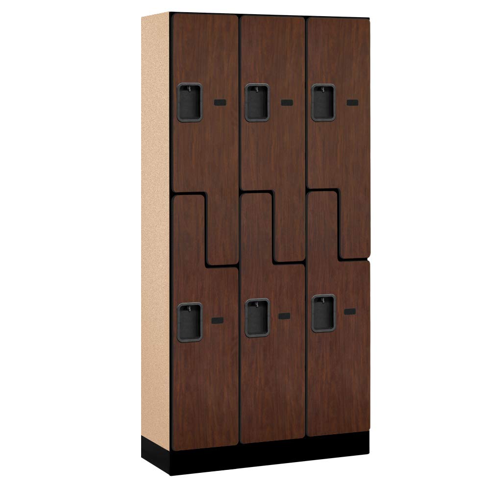 12 Wide Double Tier S Style Designer Wood Locker - 3 Wide - 6 Feet High - 15 Inches Deep - Mahogany