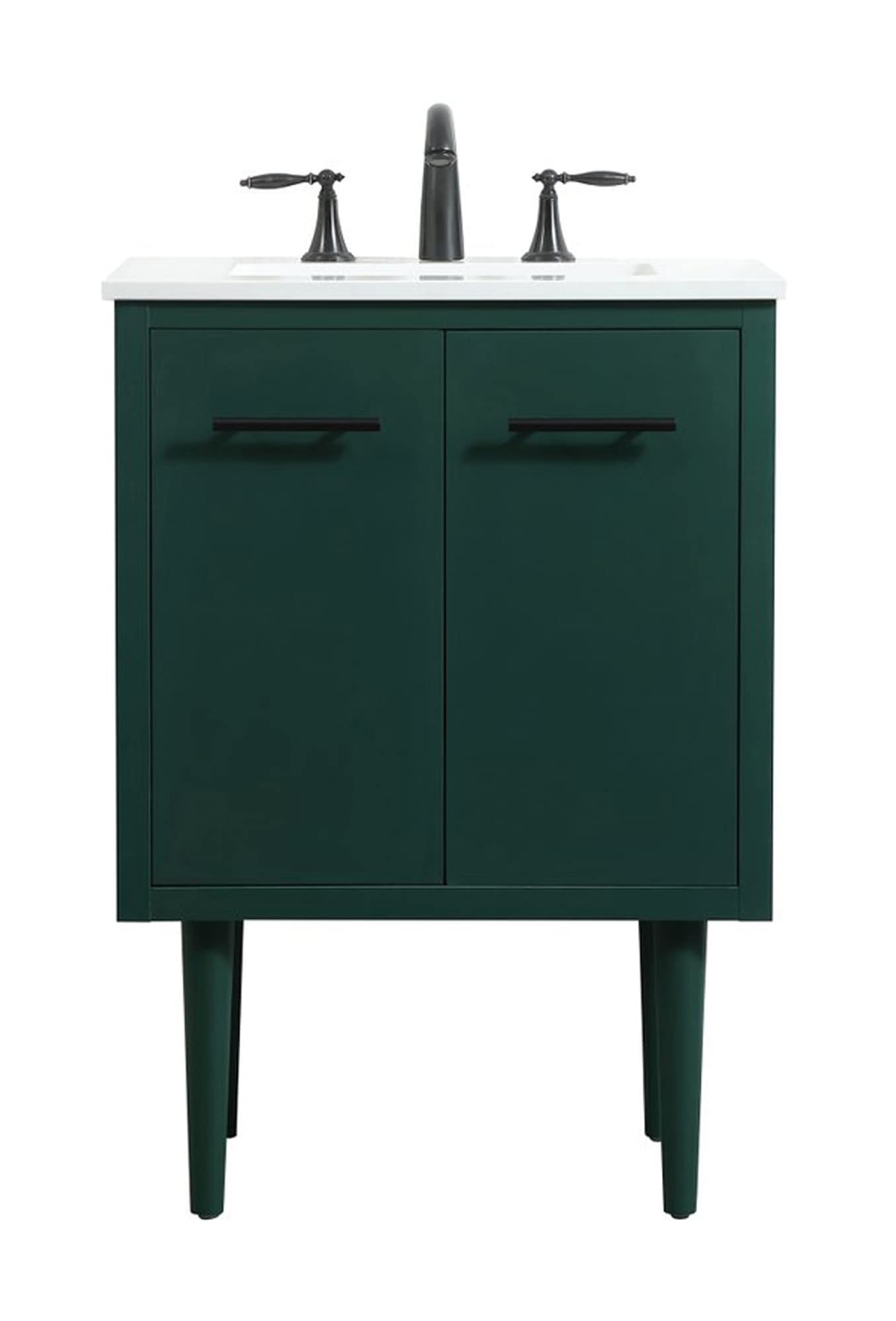 Elegant Decor Indoor Modern Under Sink Bathroom Fixtures Storage Organizer Cabinet 24 Inch Single Bathroom Vanity - Green