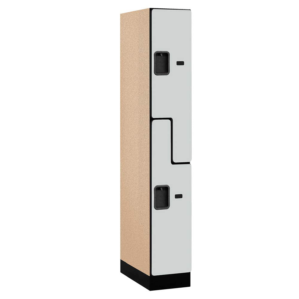 12 Wide Double Tier S Style Designer Wood Locker - 1 Wide - 6 Feet High - 21 Inches Deep - Gray