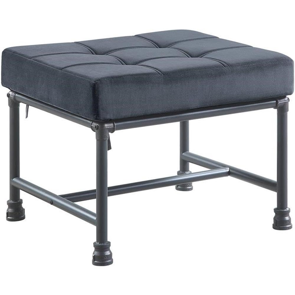 AC00427 - Ottoman, Gray Velvet & Sandy Gray Finish - Brantley