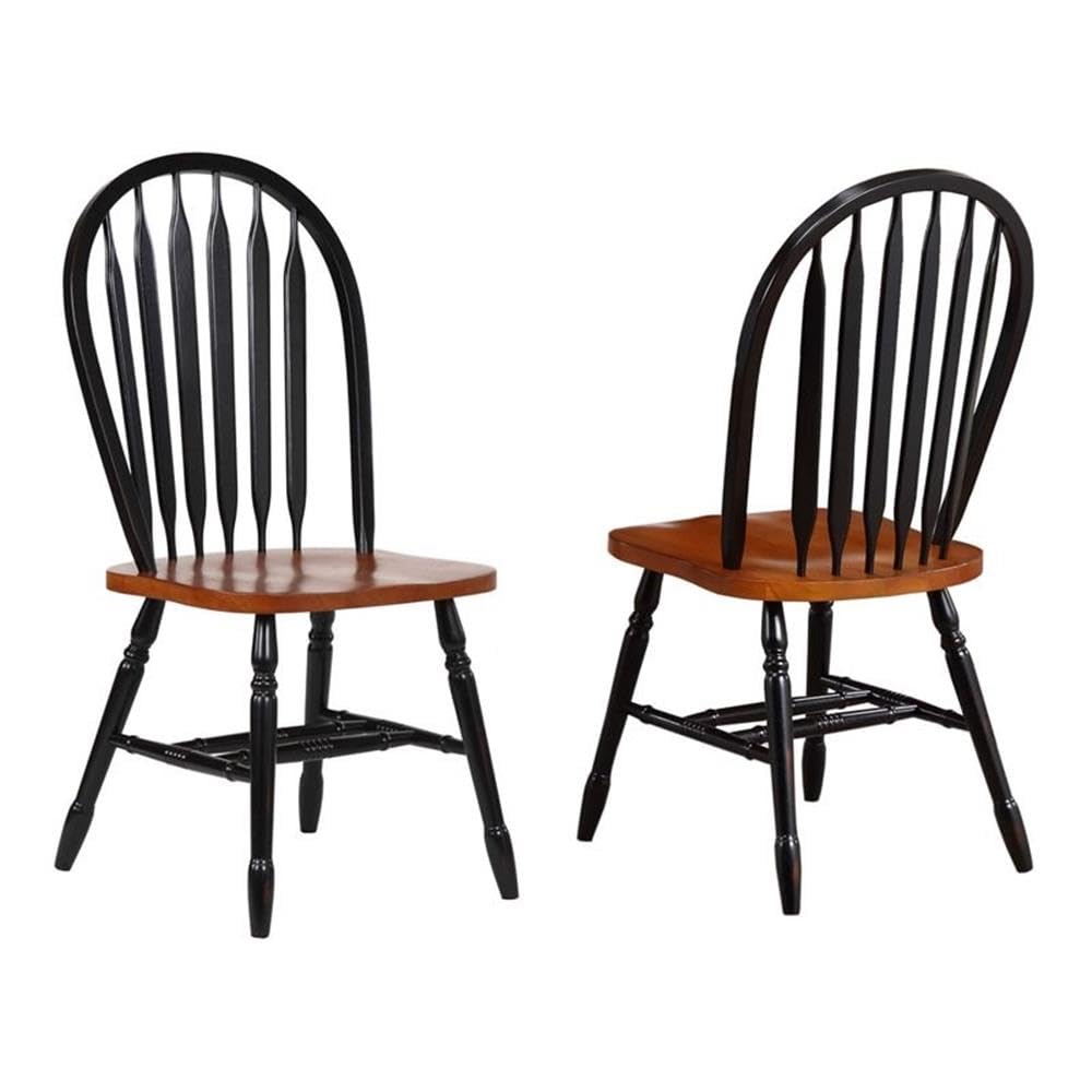 Sunset Trading Black Cherry Selections Arrowback Dining Chair | Antique Black and Cherry | Set of 2