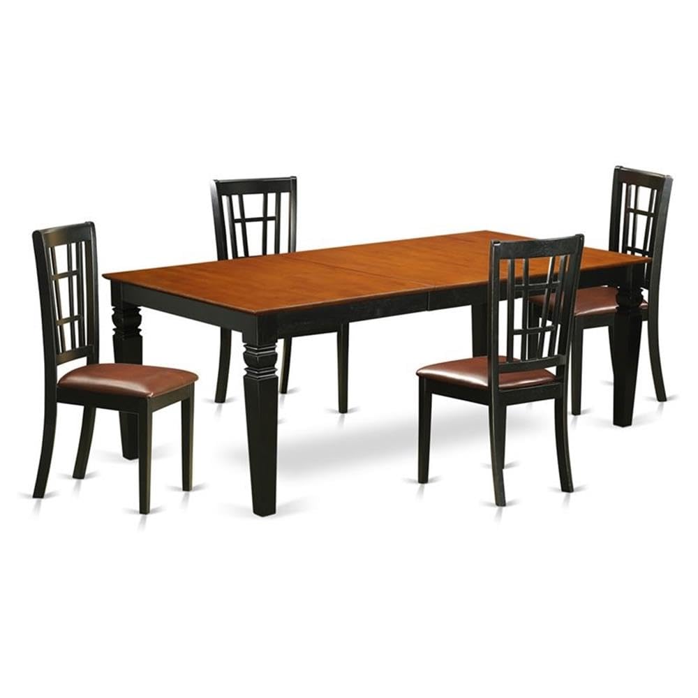 5  Pc  Dining  room  set  with  a  Dining  Table  and  4  Dining  Chairs  in  Black  and  Cherry