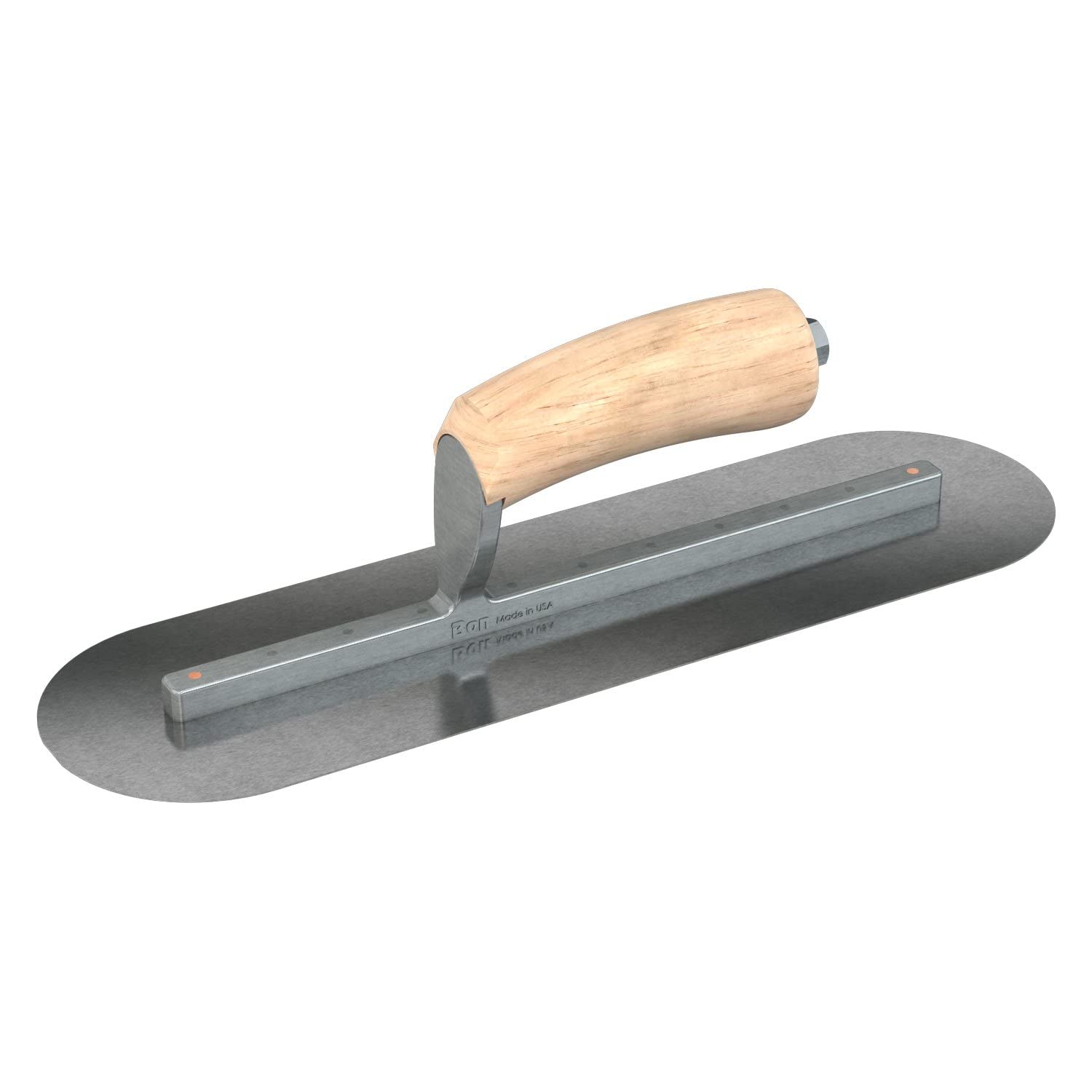 Bon 66-193 Finish Trowel  - Round - Carbon Steel - 14 X 4 - Wood - Long Shank