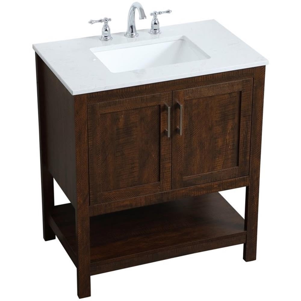 Elegant Decor Aubrey 30' Single Quartz Top Bathroom Vanity In Espresso