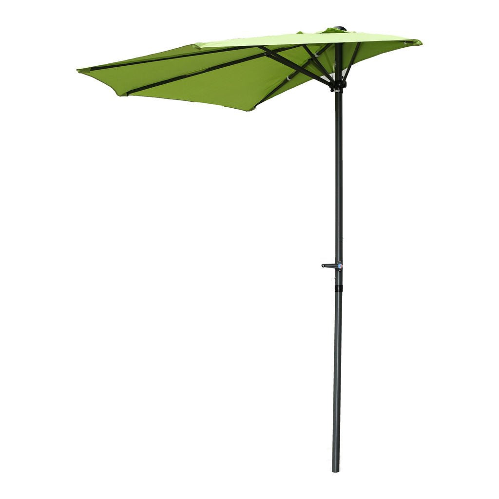 St. Kitts 9-Foot Half Round Vented Patio Wall Umbrella with Aluminum Pole - Dark Grey/Grass Green