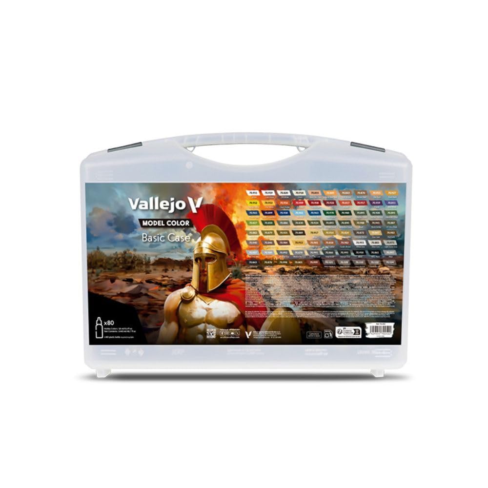 Vallejo - Basic Case | Model Color Range | Modeling Acrylic Paints | 80 Bottles x 18 ml (0.60 fl.oz.)