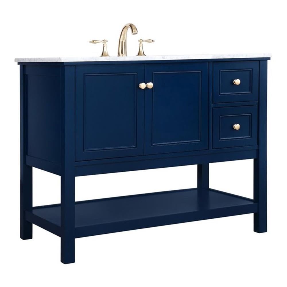 Elegant Decor Metropolis 42 Solid Wood And Metal Single Bathroom Vanity In Blue