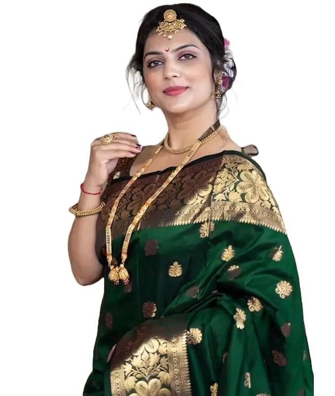 Yashika Women's Zari Woven Cotton Silk Jacquard Saree with Unstitched Blouse Material (AZ-YS-OG1-JYOTIKA Green