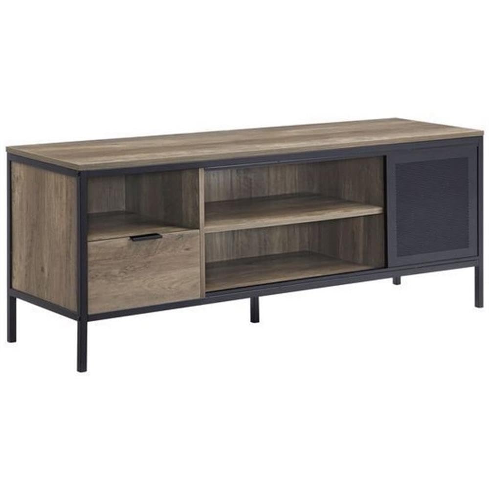 LV00404 - TV Stand, Rustic Oak & Black Finish - Nantan