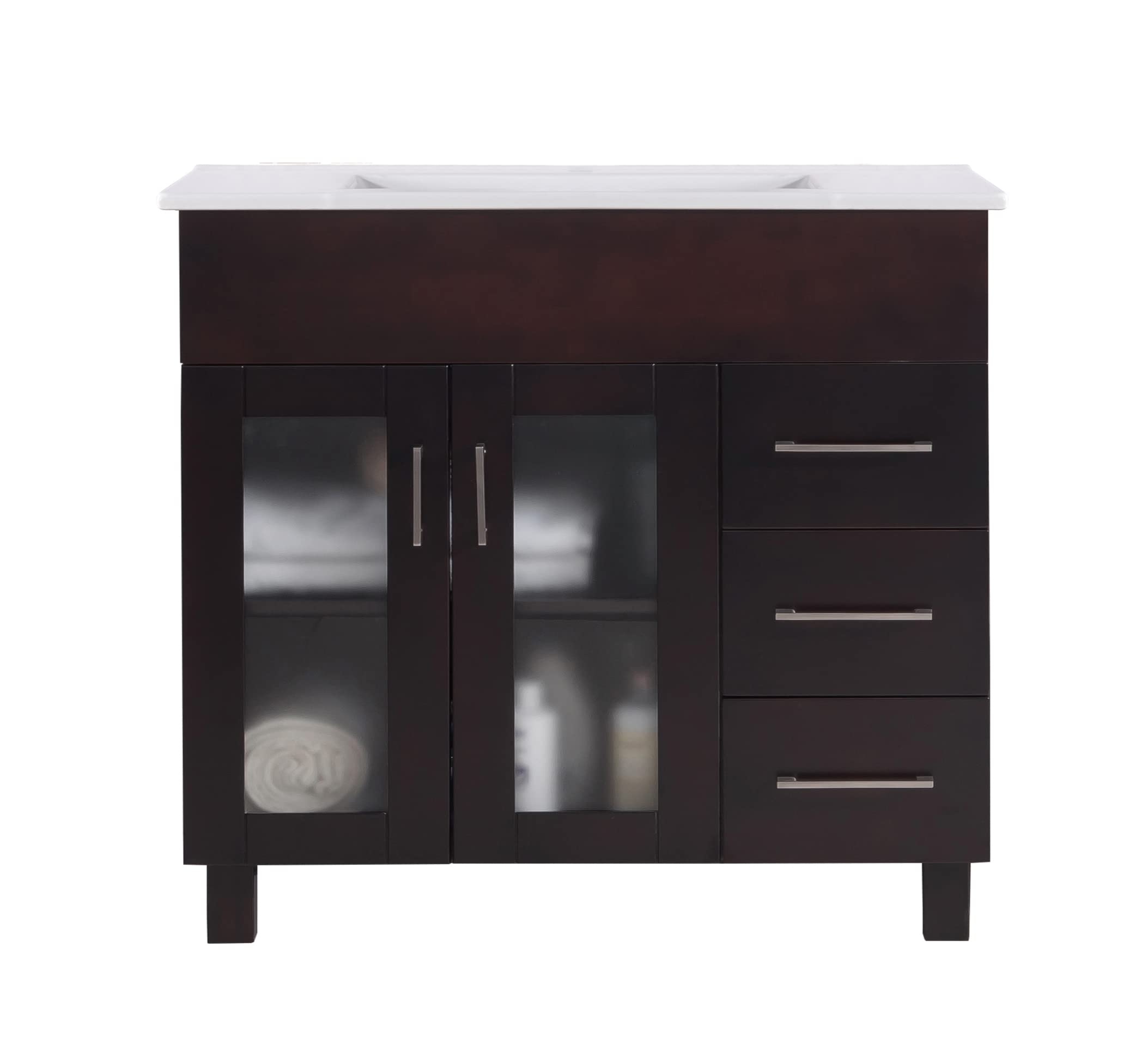 Nova 36 - Brown Cabinet + Ceramic Basin Countertop