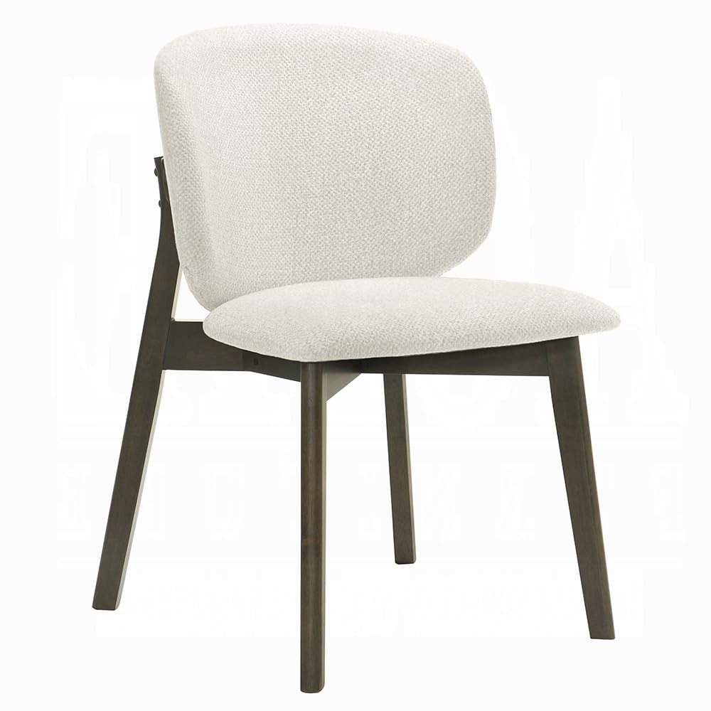 Mery Dining Side Chair Set of 2, Gray Chenille, Walnut Brown Legs
