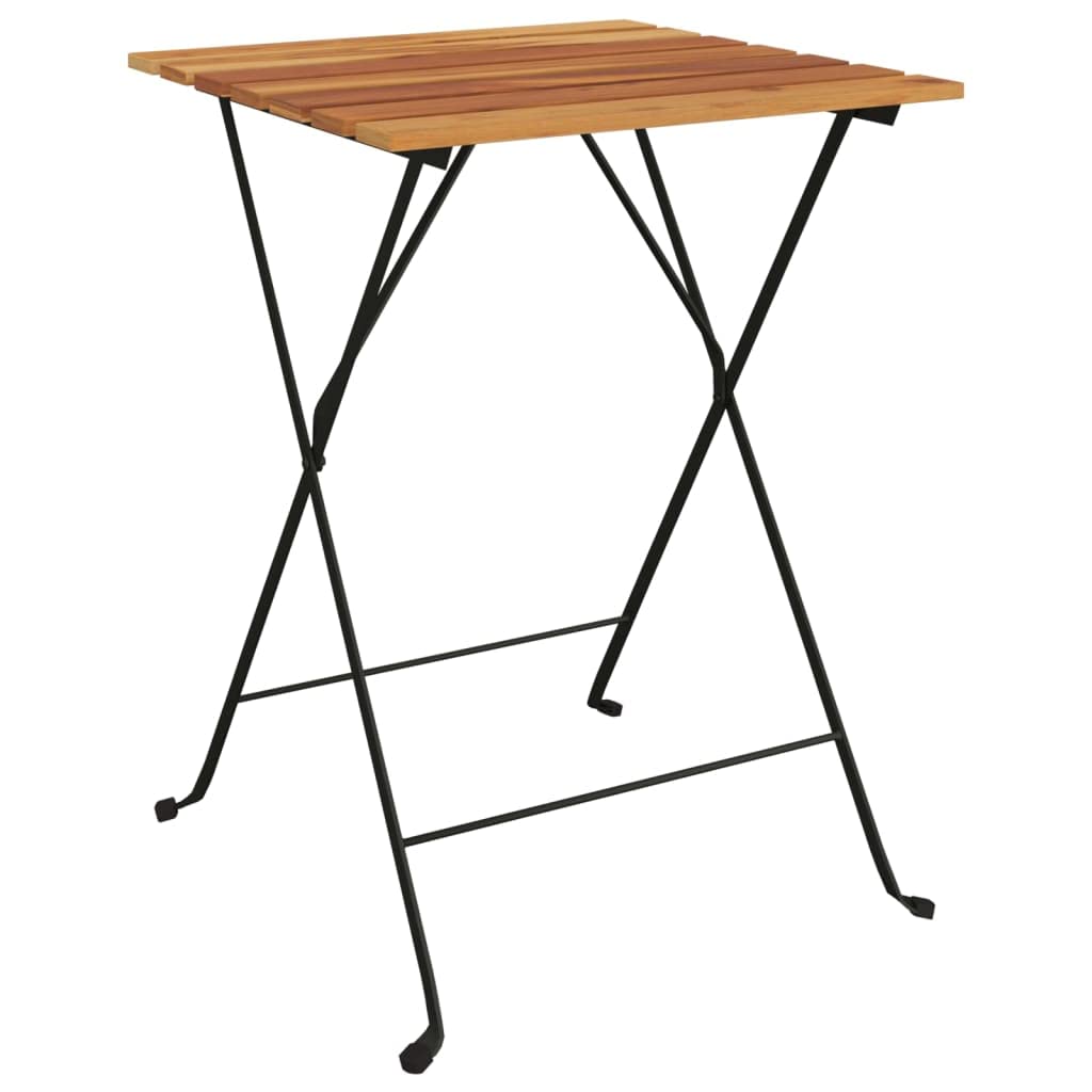 Folding Bistro Table 21.7x21.3”x28” Solid Wood Teak and Steel