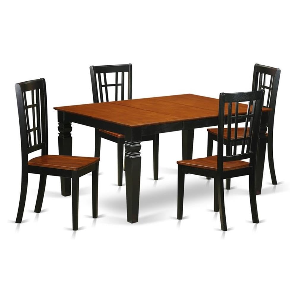 5  Pc  Dining  set  with  a  Dinning  Table  and  4  Wood  Kitchen  Chairs  in  Black