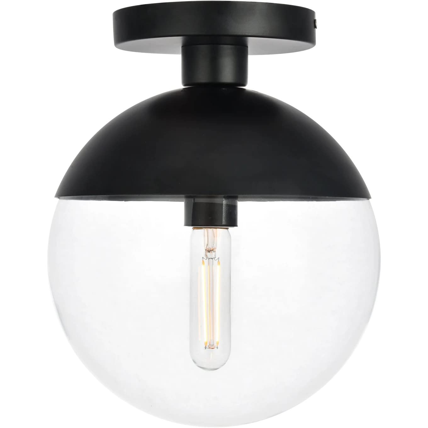 Eclipse 1 Light Black Flush Mount With Clear Glass