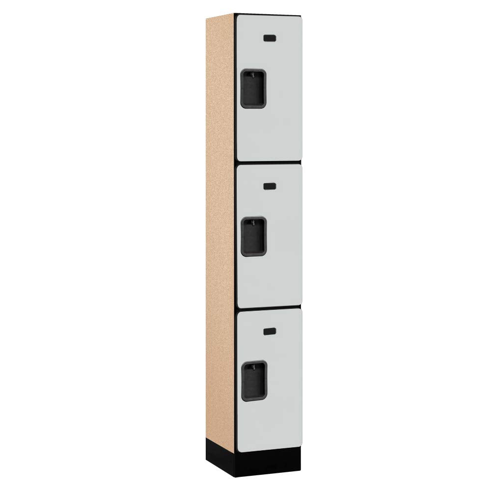12 Wide Triple Tier Designer Wood Locker - 1 Wide - 6 Feet High - 15 Inches Deep - Gray