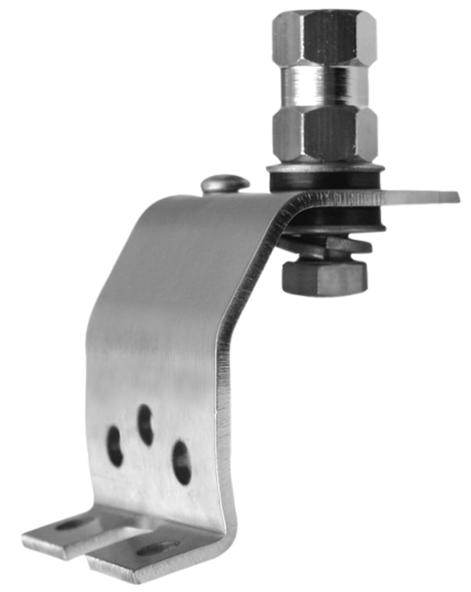 ACCESSORIES UNLIMITED - LOW PROFILE STAINLESS STEEL FENDER OR UNDERHOOD ANTENNA BRACKET FOR SHALLOW GROOVE MOUNTING IN COMPACT VEHICLES