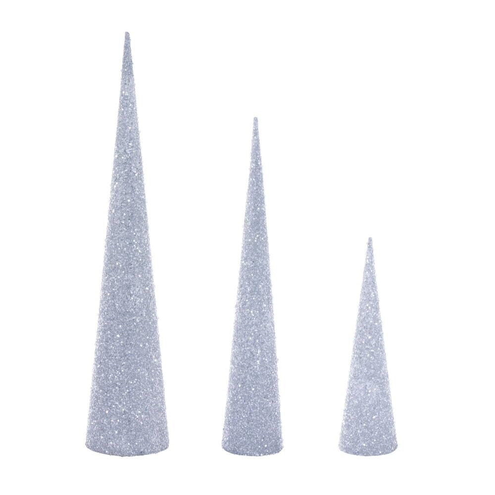 Casafoyer 15”/24”/30” Silver Cone Tree 3/Assorted - (Pack Of 2)