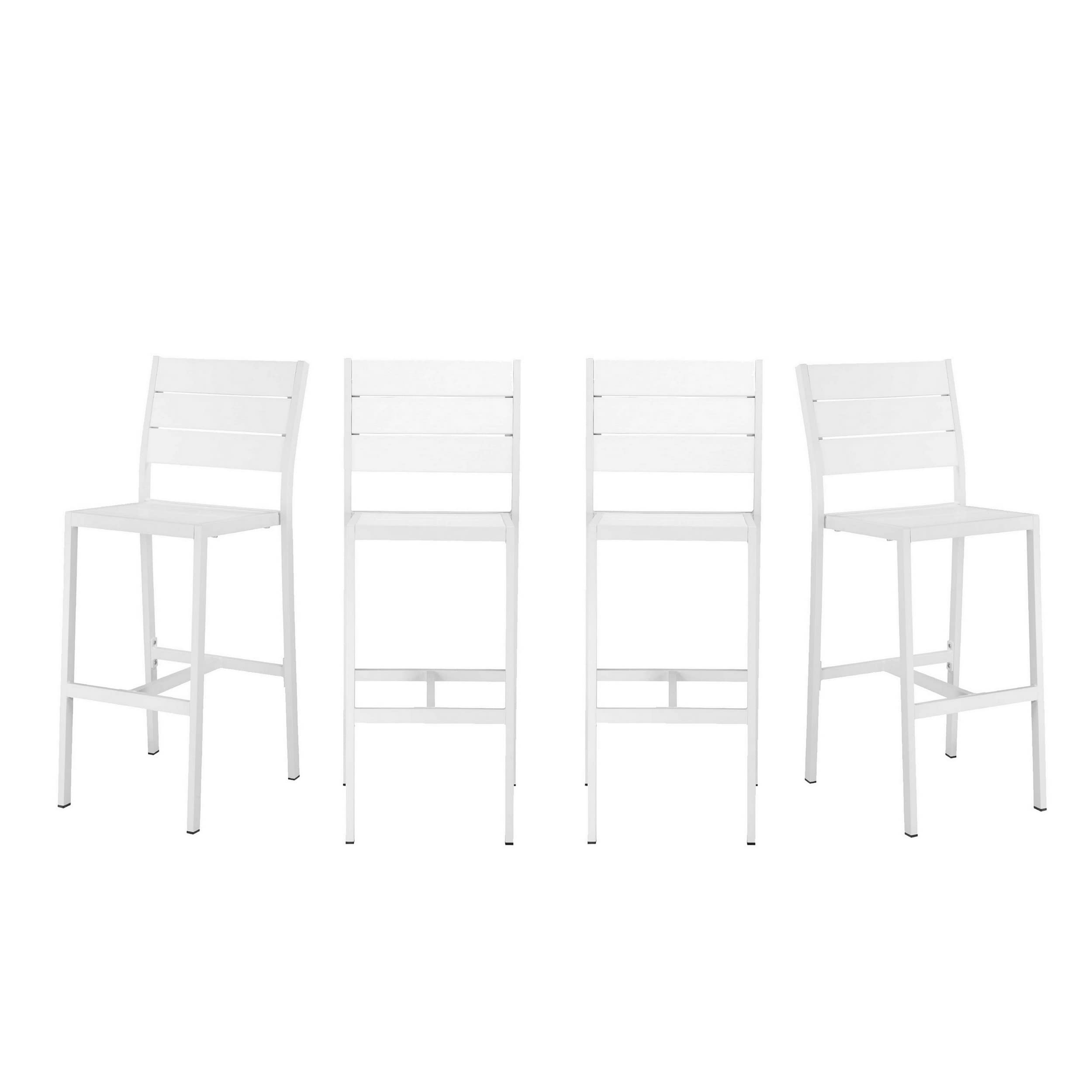 Kylo 18 Inch Set of 4 Bar Height Side Chairs, White Aluminum Metal Frames