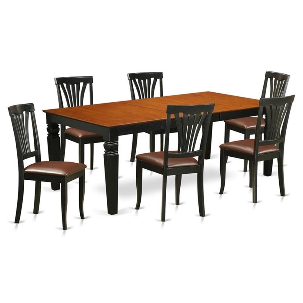 7  PcTable  and  chair  set  with  a  Table  and  6  Dining  Chairs  in  Black  and  Cherry