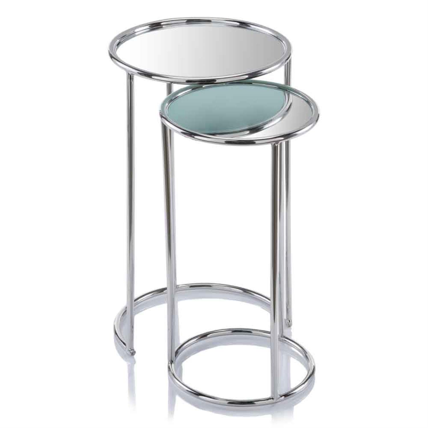 Modern Day Accents Valor Mirror Set Of 2 Nesting Table, Silver
