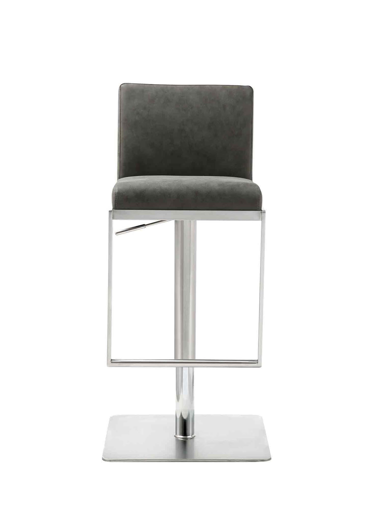 Clay Barstool Grey adjustable height and square stainless steel base.
