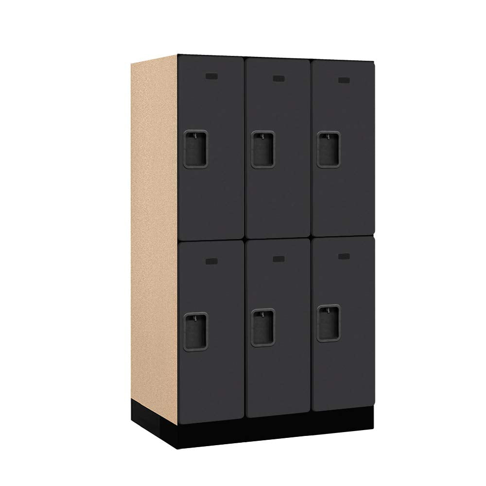 12 Wide Double Tier Designer Wood Locker - 3 Wide - 5 Feet High - 21 Inches Deep - Black