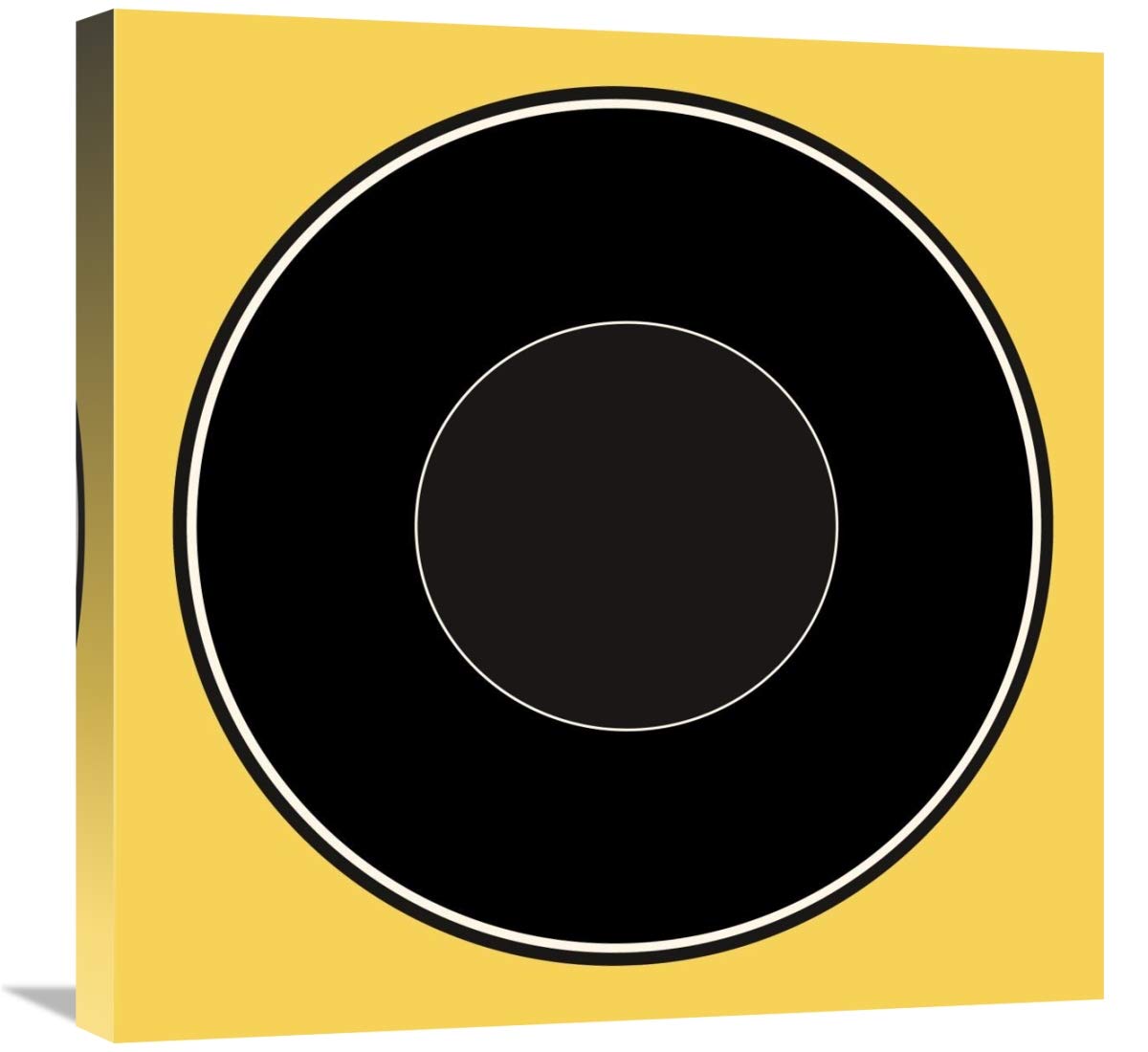 Mealtime: Black on Yellow - Plate-Canvas Art-24x24”