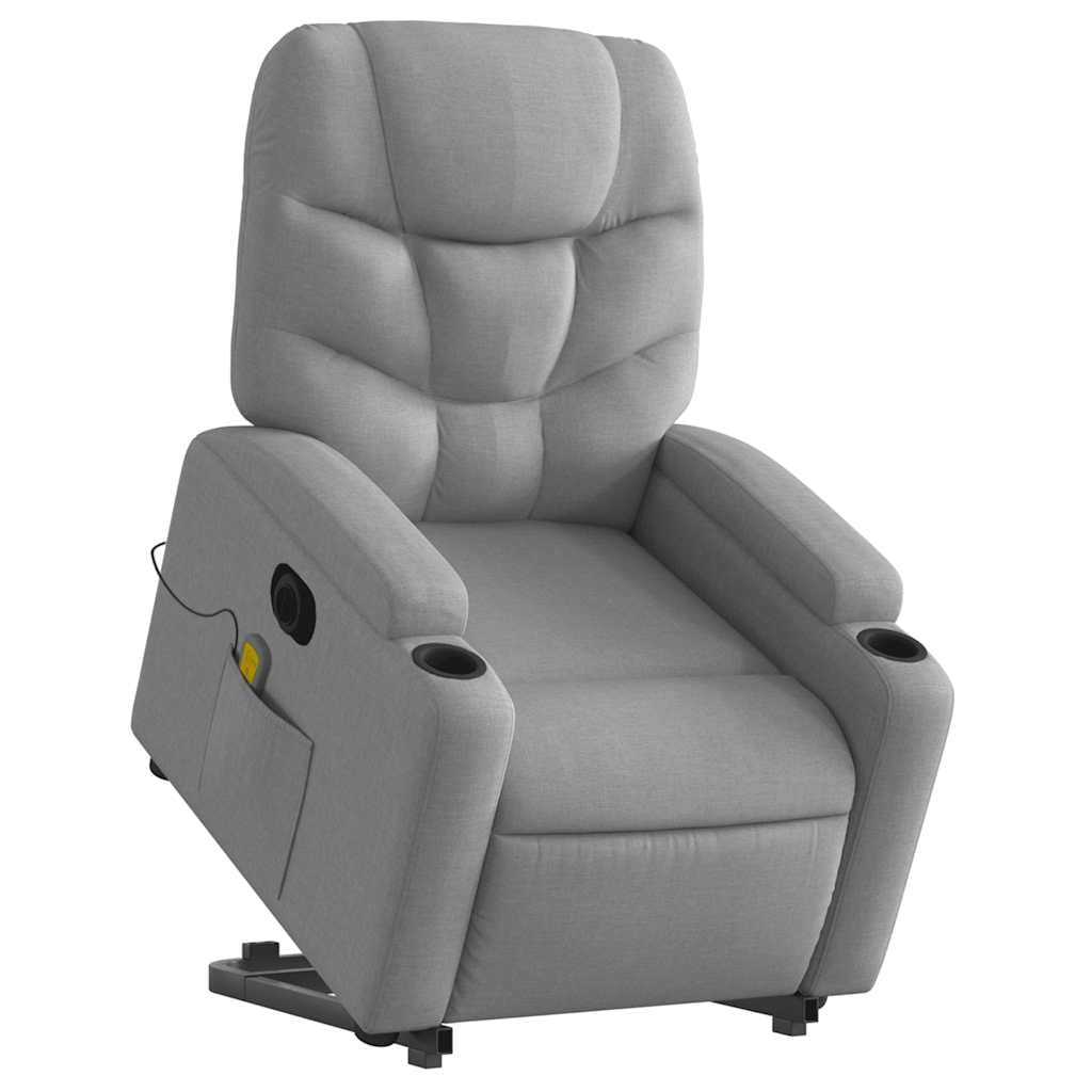vidaXL Electric Stand up Massage Recliner Chair Light Gray Fabric