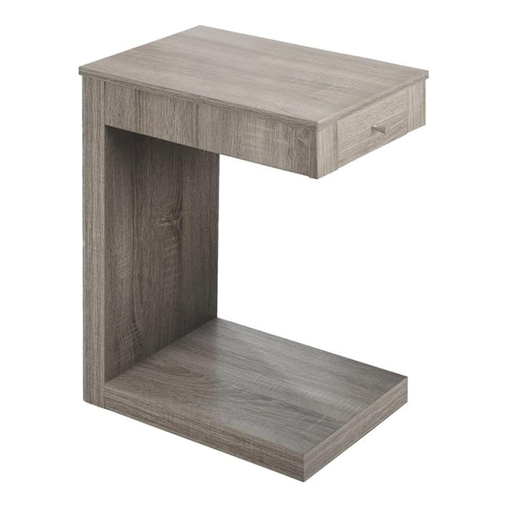 Accent Table, C-Shaped, End, Side, Snack, Storage Drawer, Living Room, Bedroom, Laminate, Brown, Contemporary, Modern