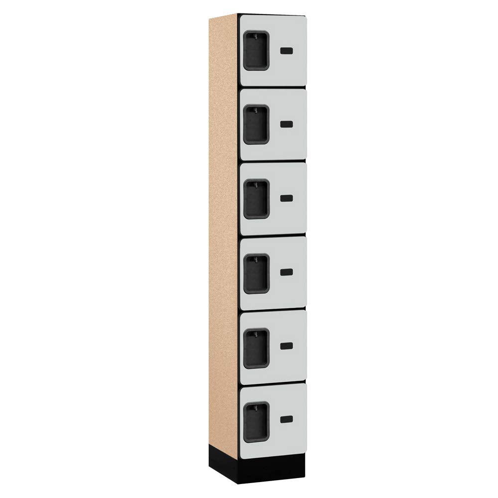 12 Wide Six Tier Box Style Designer Wood Locker - 1 Wide - 6 Feet High - 15 Inches Deep - Gray