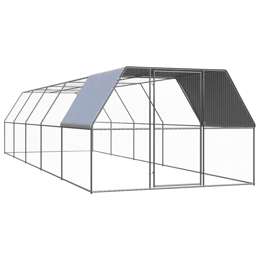 vidaXL Outdoor Chicken Cage 9.8x32.8x6.6 Galvanized Steel
