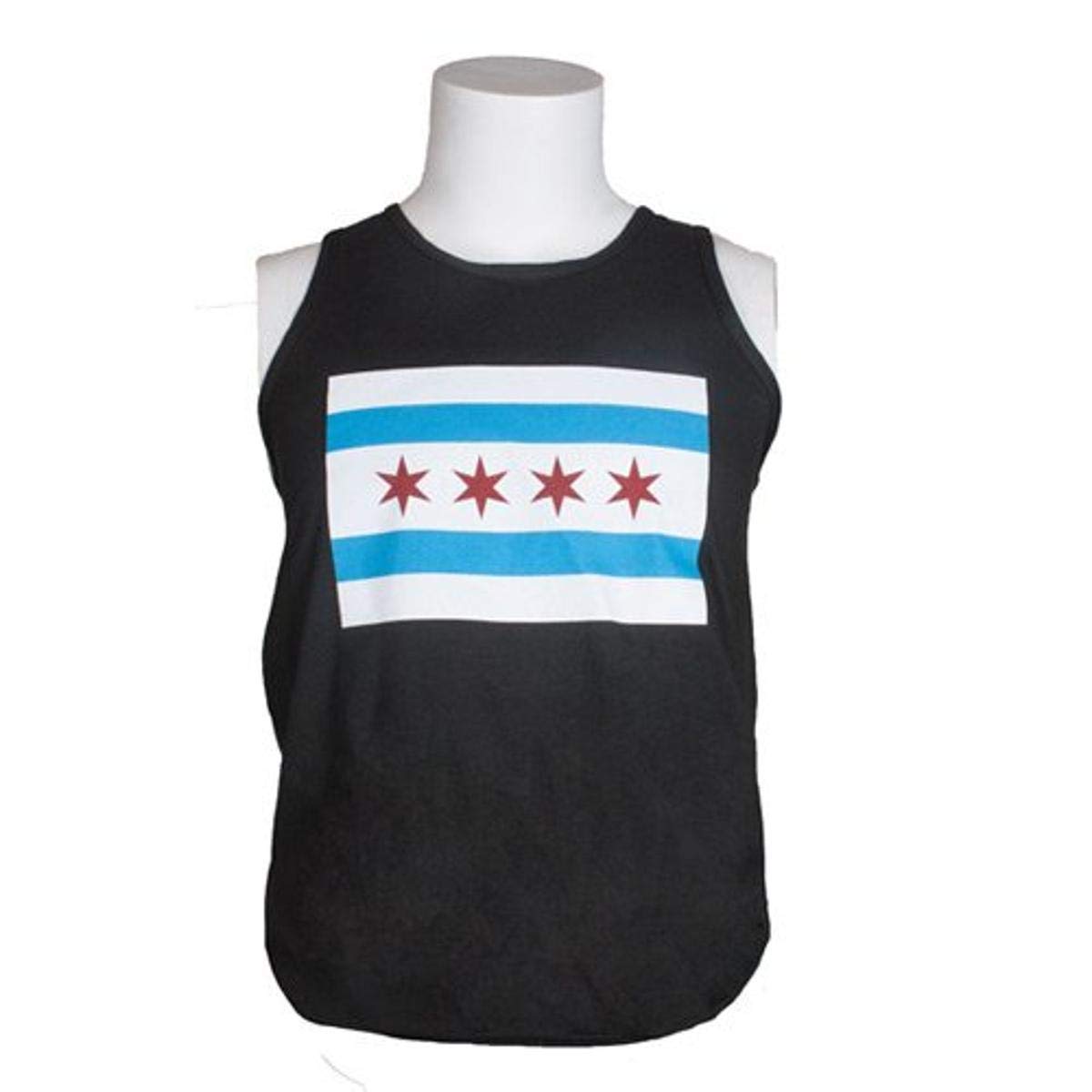 Mens Tank Top Black - Chicago Flag XL