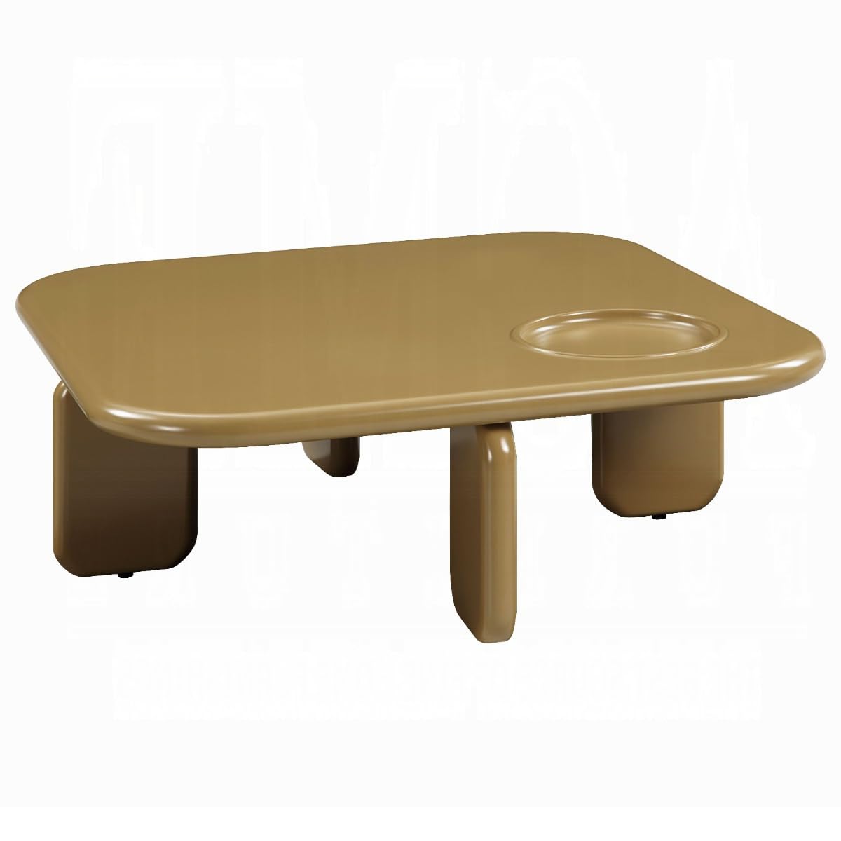 Jeny Coffee Table, 35 Inch Square Top with Rounded Corners, Yellow Brown