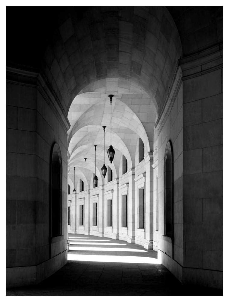 Arched architectural detail in the Federal Triangle located in Washington, D.C. - Black and White Variant-Paper Art-38x50”