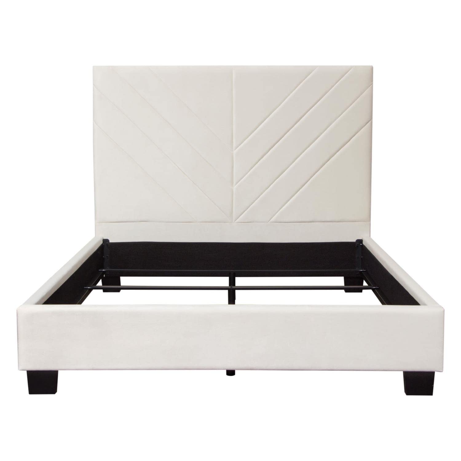 Vogue Queen Bed W/ 54' Headboard In Light Cream Velvet By Diamond Sofa