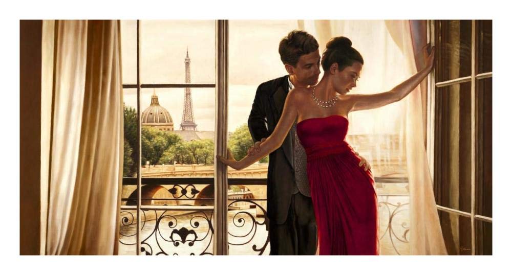 Lovers in Paris-Paper Art-26x14”